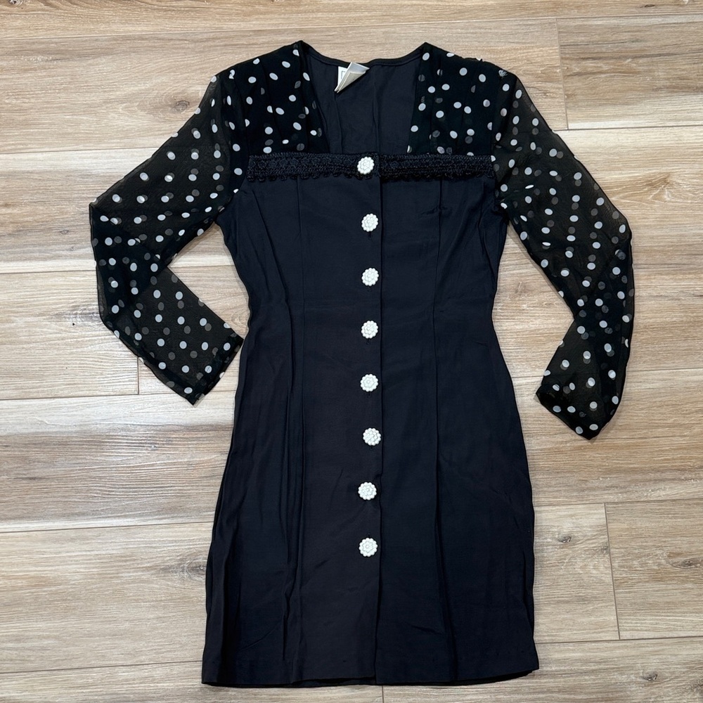Eber San Francisco Vintage 
Black Polka Dot Dress